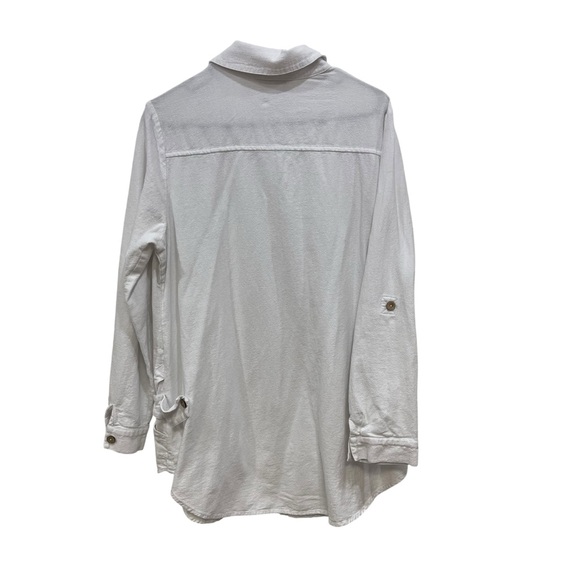 Soft Surroundings Henley Popover Tunic Top White Pockets Womens M - Picture 6 of 6